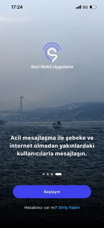 Sezi mobil uygulaması karşılama ekranı