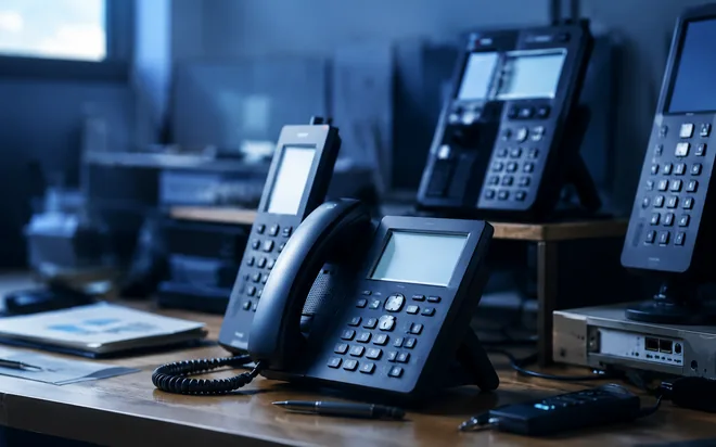 Telefon ve telsizlerin bulunduğu bir iletişim merkezi