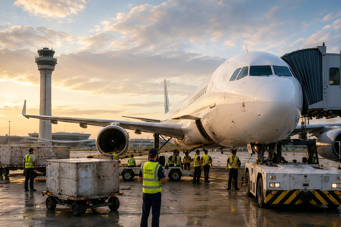 Uçak, apron, yer hizmetleri ve saha çalışanlarının aynı operasyon içerisinde göründüğü sahne