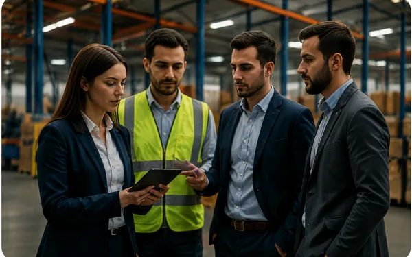 Depo içerisinde birlikte çalışan operasyon ve saha ekipleri