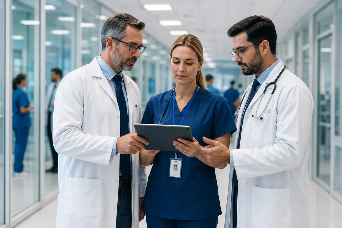 Hastane ortamında kendi aralarında iletişim kuran doktor ve sağlık çalışanları