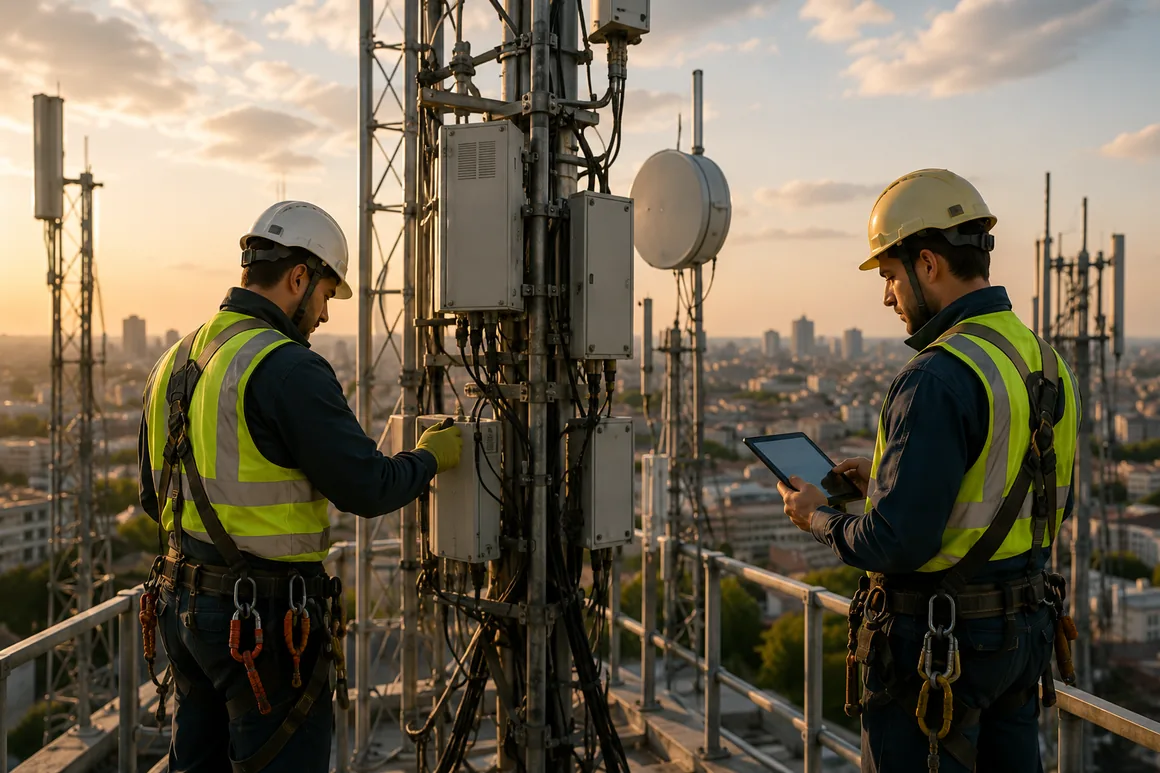 Baz istasyonu veya telekom altyapısı üzerinde çalışan teknik ekipler